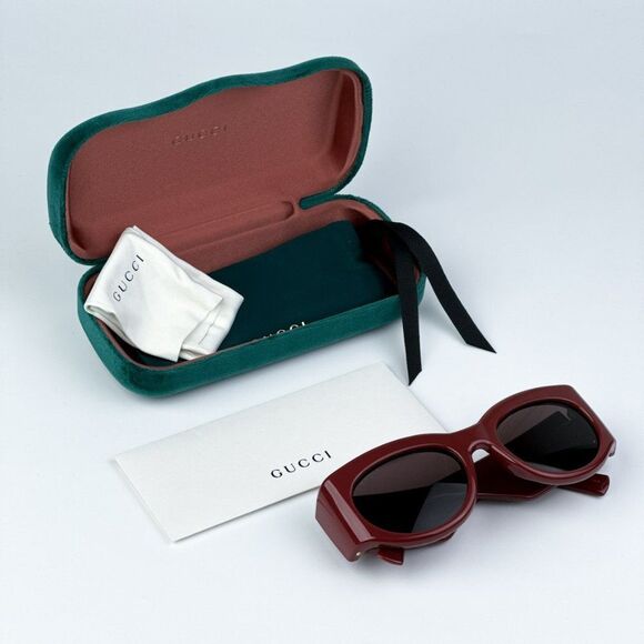 NEW Gucci GG1544S 002 Burgundy Brown Unisex Oval Sunglasses GG 1544S - Picture 8 of 9